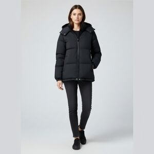 Women's Warm Thick Black Hooded Puffer Jacket (Or Men's)